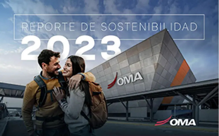 Portada del Reporte de Sostenibilidad 2023 de Grupo OMA