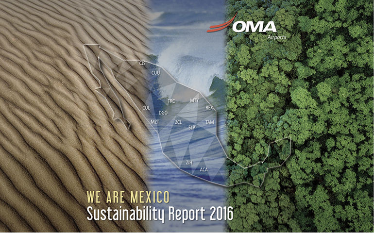 Portada del Reporte de Sostenibilidad 2016 de Grupo OMA