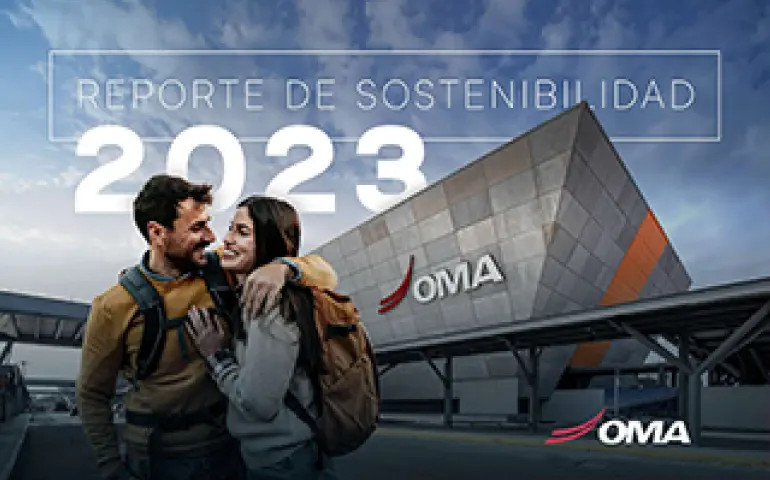 Portada del Reporte de Sostenibilidad 2023 de Grupo OMA