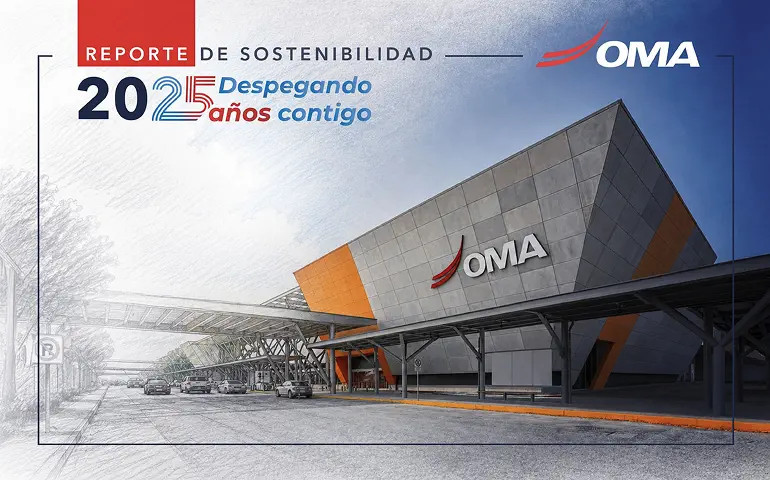 Portada del Reporte de Sostenibilidad 2025 de Grupo OMA